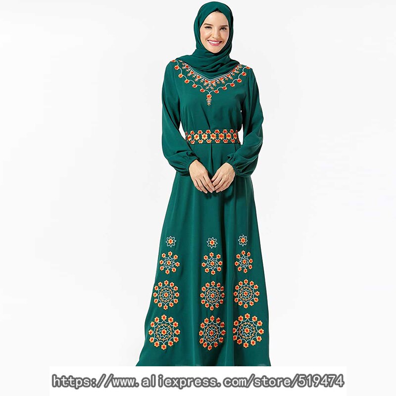 Floral Abaya Kaftan Dubai turco Hijab musulmán vestido vestidos caftán ropa islámica para mujer Robe islámico Omani Elbise Kleding