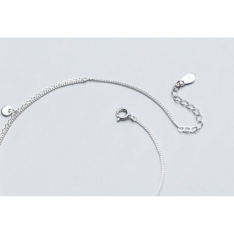 925 Sterling Silber Fußkettchen Für Frauen Einfache Zwei Schichten Runde Charm Fuß Kette Knöchel Armbänder Barfuß Strand Sommer Schmuck