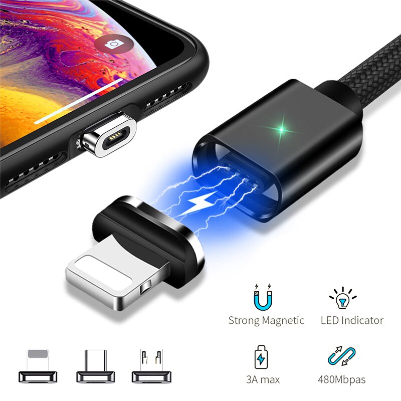 Chargeur de charge rapide d'adaptateur magnétique de téléphone portable de Port d'usb pour le câble d'usb de Type C d'ios Android iPhone Samsung