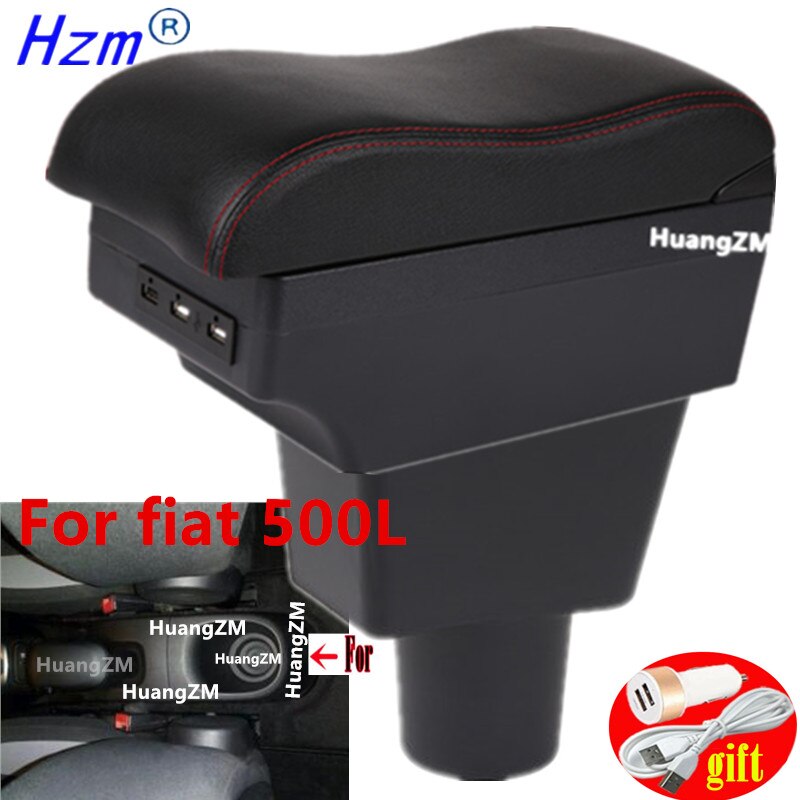 For fiat 500L Armrest Box Center console central Store content box cup holder accessories parts USB Charging
