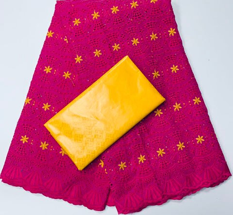 Telas Bazin Riche de encaje de gasa suiza, conjunto de 2,5 + 2,5 yardas en Suiza, Nueva Guinea, Senegal, boda africana, YA380 Bazin,