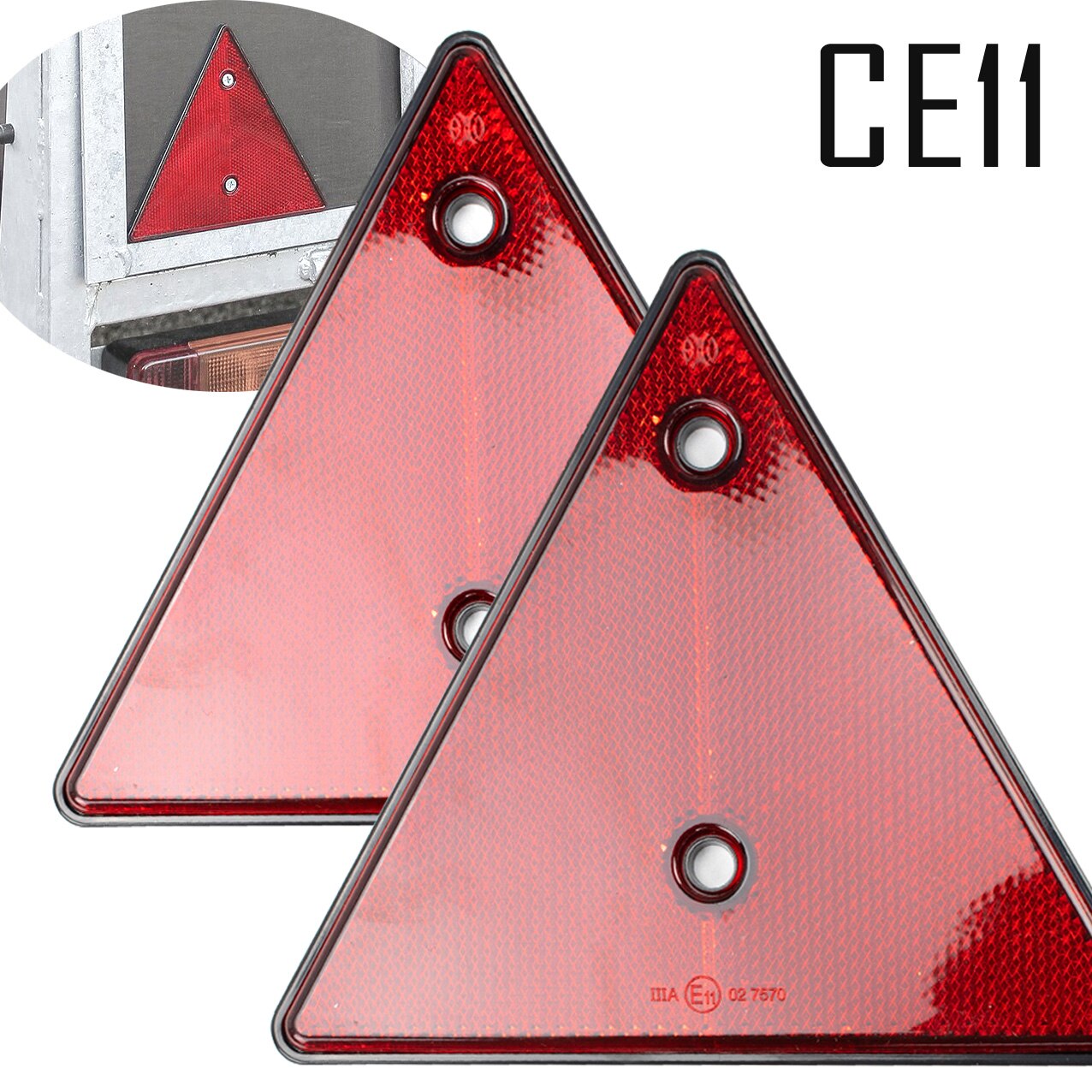 2 x Red Rear Reflectors Triangle Reflective for Gate Posts Safety Reflectors Screw Fit for Trailer Motorcycle Caravan Truck Boat