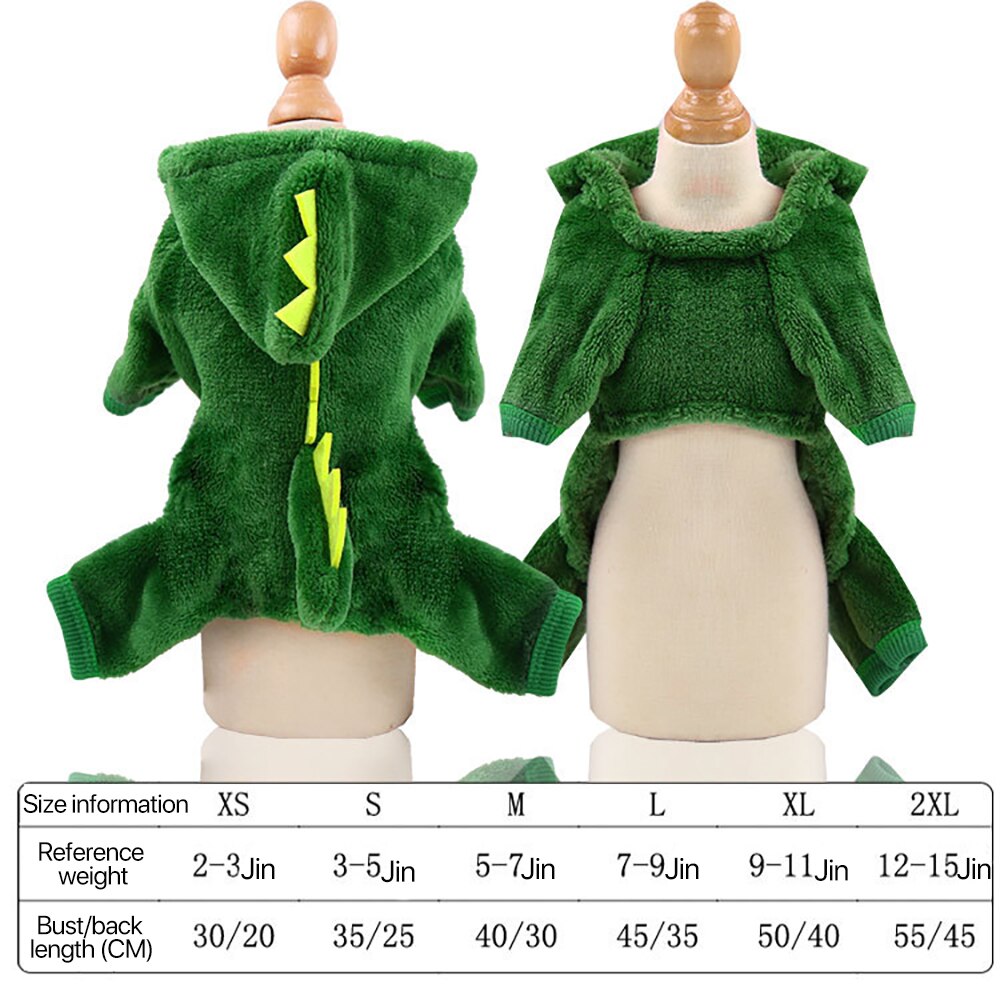 Xs xxl xxl roupas para cães dinossauro avatar roupas para animais de estimação grosso quente quatro patas roupas de gato lã coral roupas para cães