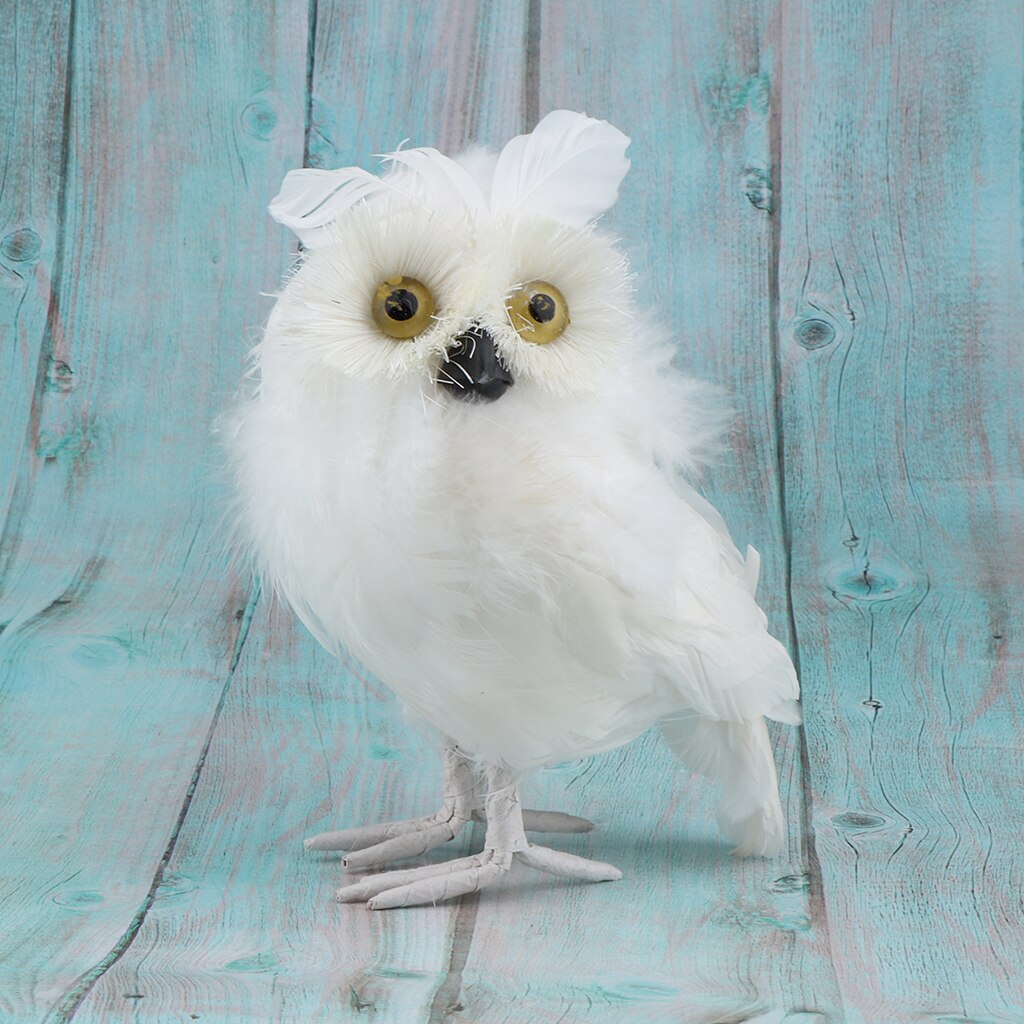 7inch Furry Owl Plush Animal Model, Teaching Cognitive Model, Home Gaeden Decor, Housewarming