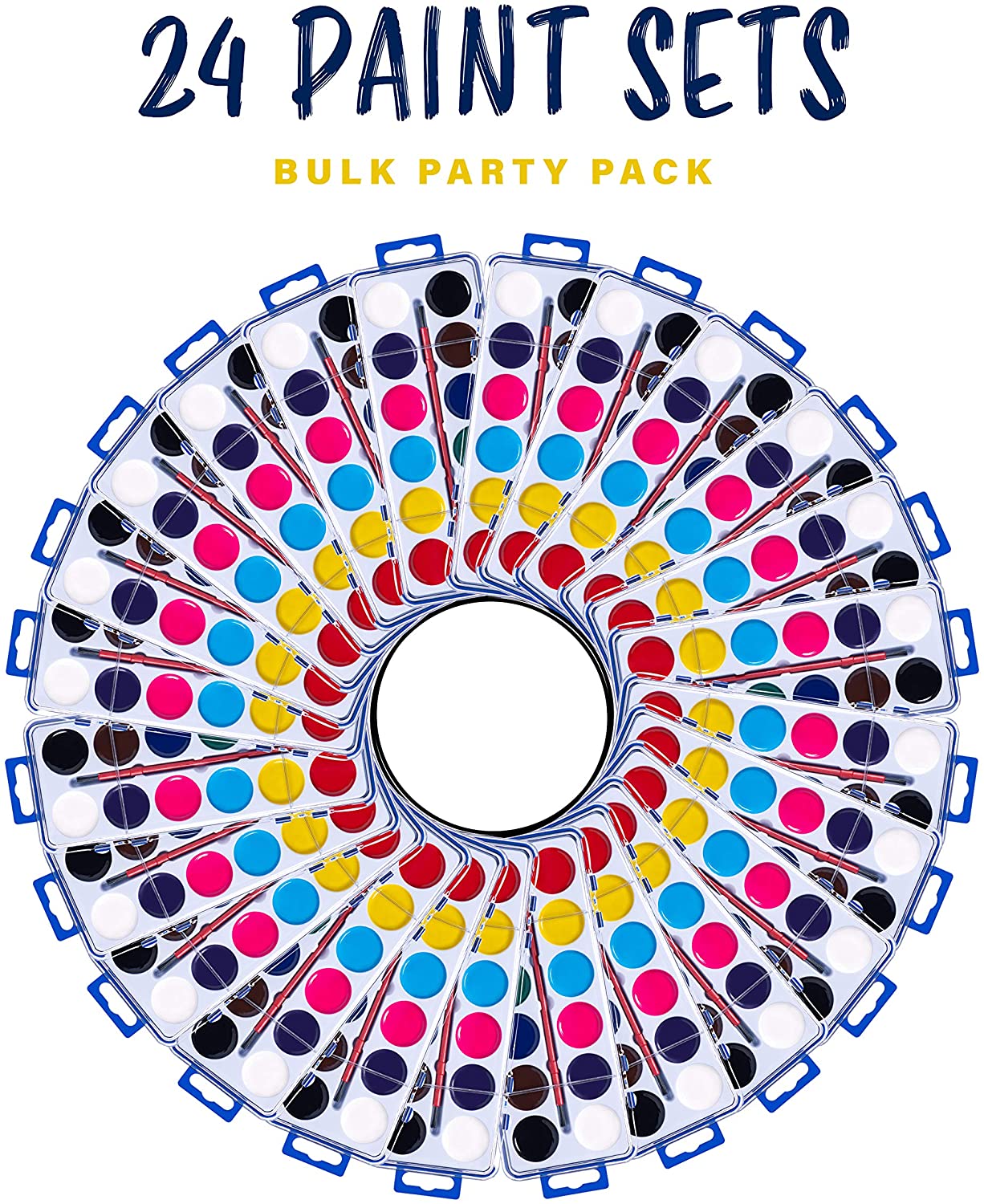 Juego de acuarelas lavables para niños y adultos, 6-24 colores, perfectas para la escuela y en casa, incluye pincel: 24 sets