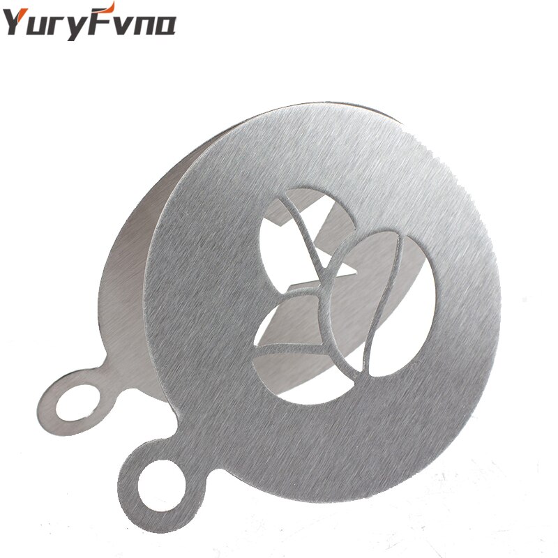 YuryFvna Stainless Steel Coffee Latte Cappuccino Barista Art Stencils Cake Duster Templates Coffee Tools Accessories