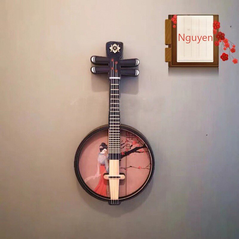 Chinese Style Refrigerator Magnet Classical Folk Music Pipa Yueqin Cartoon Cute Interesting Wooden Refrigerator Magnet Sticker