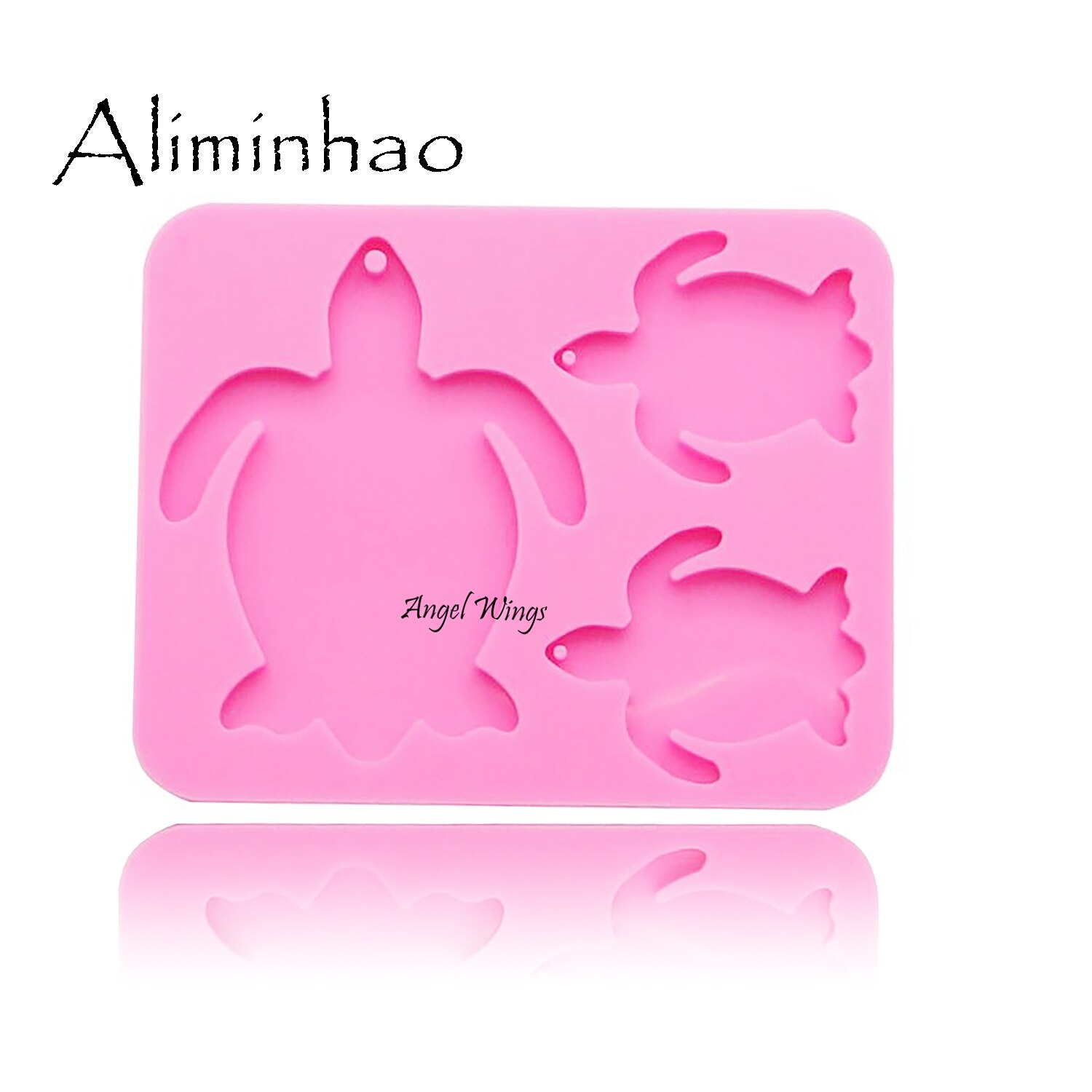 DY0105 Shiny Schildpad Familie sleutelhangers mold Clay DIY schildpad Moeder/baby Sieraden Maken glitter epoxy Sleutelhanger Siliconen mal