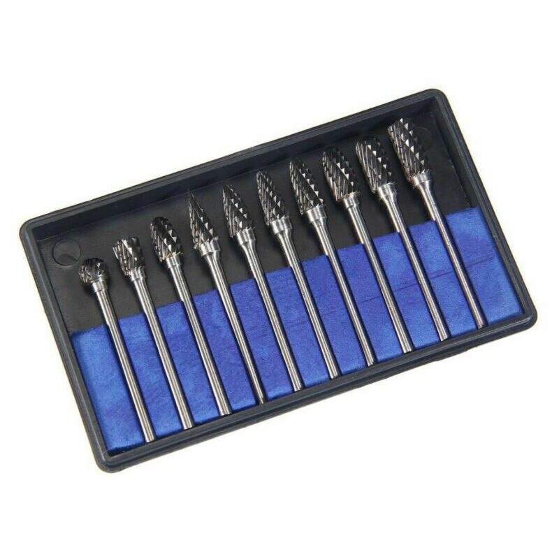 Cabezales de molienda de acero de tungsteno, juego de rebaba de carburo de tungsteno, accesorios de material de diamante, herramientas eléctricas de molienda, 10 Uds.
