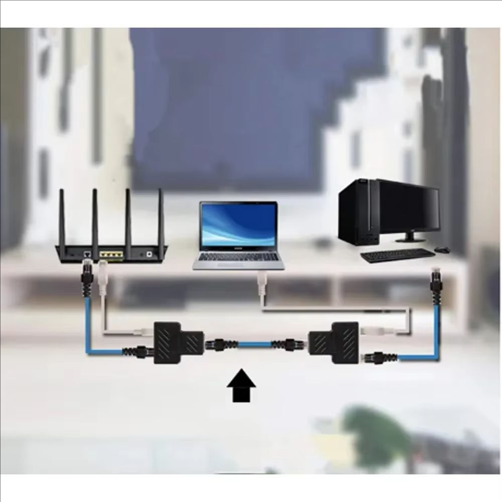 8P8C adapterconnector netwerk RJ45 verdeler Ethernet 1-op-2 expanderstekker (augustus met twee samen)