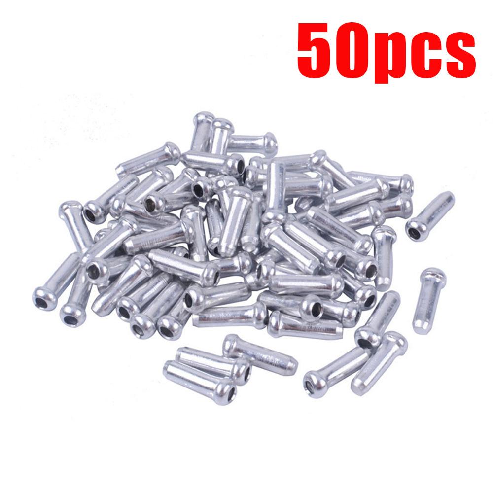 50Pcs Fiets Versnellingspook Core Cap Brake Draad End Core Cap Inner Sleeve Gear Shift Brake Cable Core Cap aluminium Anode: Silver