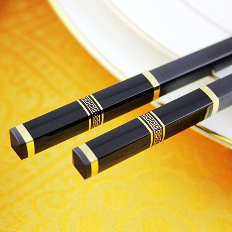 Vacclo 1 paar eetstokjes antislip keuken lange eetstokjes voor rundvlees sushi voedselstokjes hotel restaurant stokje herbruikbaar servies: Goud