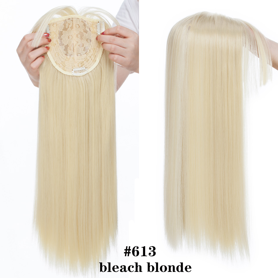 Perruque synthétique à Clip avec frange – s-noilite, en Fiber haute température, 8 couleurs, 17 pouces: bleach blonde