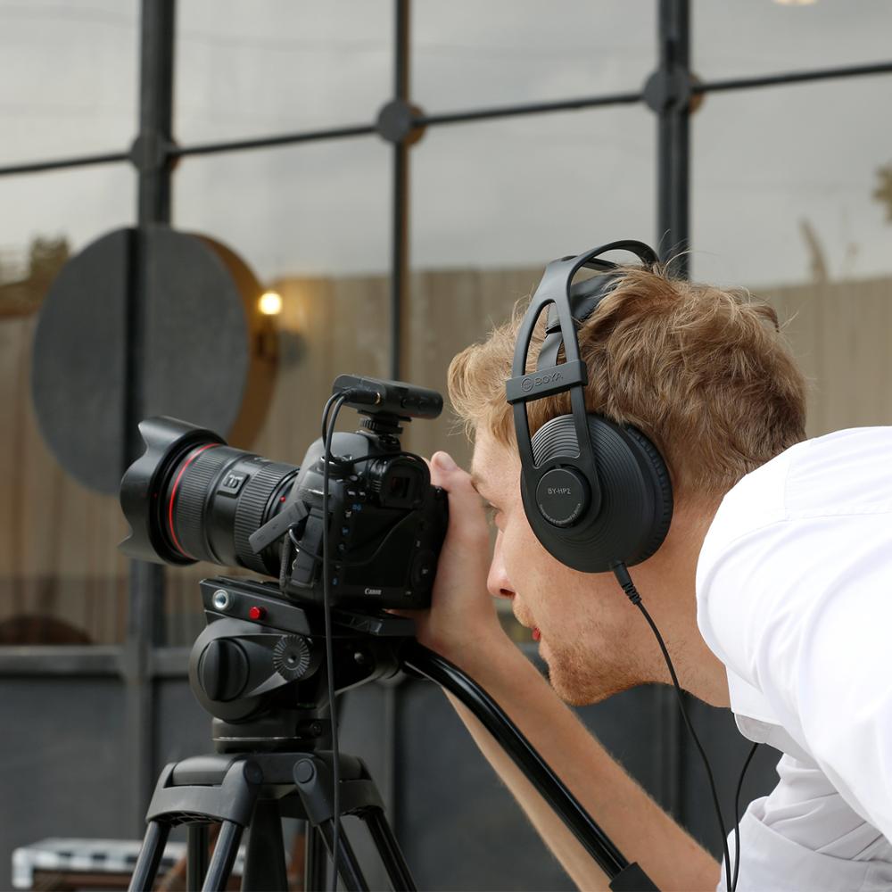 BOYA BY-HP2 3m Monitor Headphone Over-Ear headset 3.5mm &amp; 6.35mm output for filmmaking DJ podcasting interview