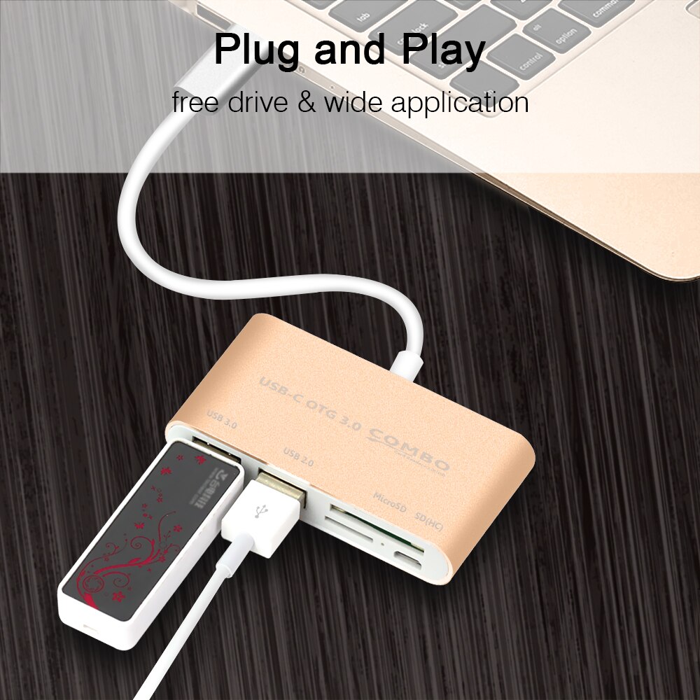 USB C om Multi SD CF Micro SD Kaartlezer Adapter Type-C USB-C HUB OTG 3.0 Micro USB combo Splitter voor Macbook Air Pro