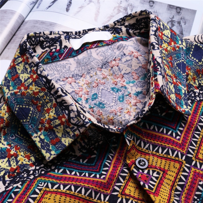 camisas para hombres de manga corta con bolsillo impreso blusa Casual colorida camisa étnica hawaiana Tops de verano camisa de hombre de talla grande 5XL