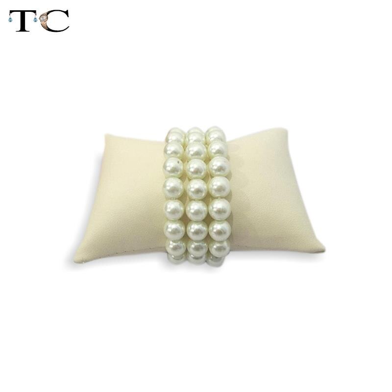 Retail Jewelry Bracelet Bangle Pillow Display Holder Watch Holder Display Pillows Bracelet Pillow Cushion Small Size: Beige PU