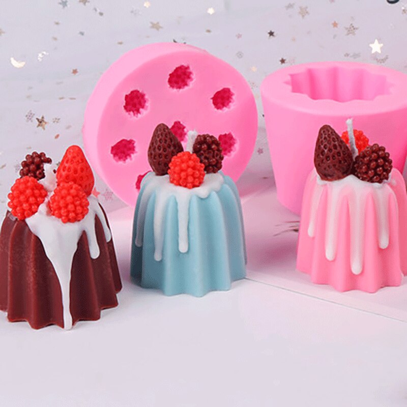 Moule à macaron bricolage pour bougies parfumées, moule à myrtille pour bougies parfumées et moule à fraise pour bougies à dessert
