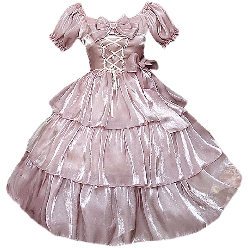 Robe princesse pour filles, tenue de soirée, princesse, Lolita douce, Falbala, taille haute, victorienne, Kawaii, gothique, Lolita Op Loli Cos: Rose