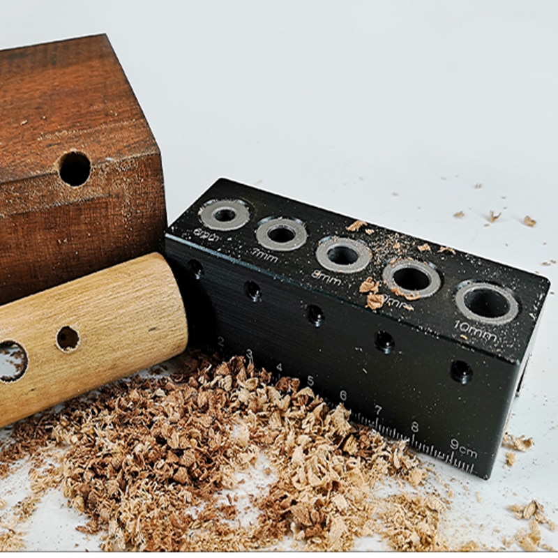 90 graders lige vinkel bore guide lomme hul jig kit aluminiumslegering hul locator dyvelning jig træbearbejdningsværktøjer