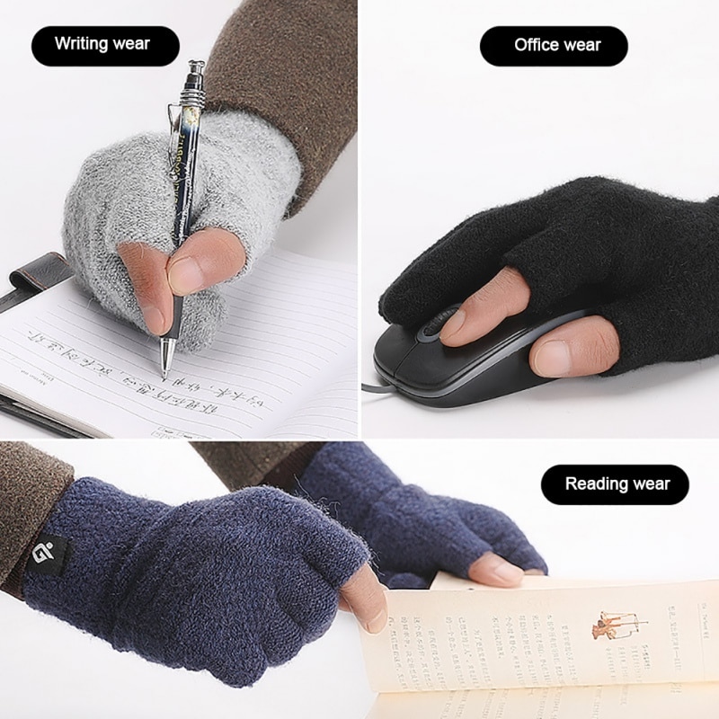 Winter Men Mitten 2 Fingers Exposed Keep Warm Touch Screen Windproof Thin Guantes Driving Anti Slip Outdoor Fishing Male Gloves