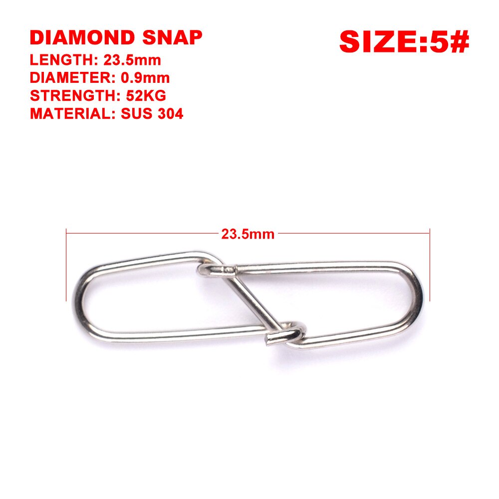 30pcs/bag Stainless Steel Hook Fast Clip Lock Snap Swivel Solid Rings Safety Snaps Fishing Hook Connector Fishing Gear: 6