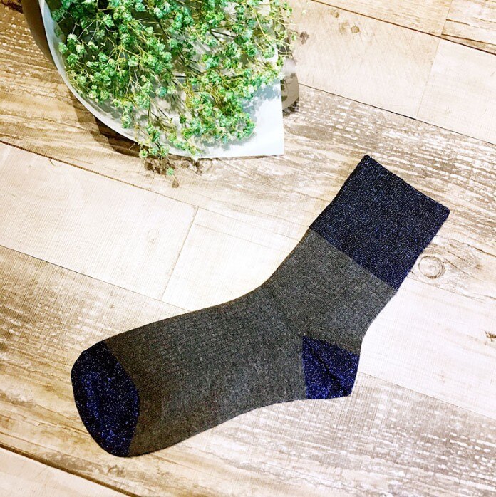 1 Pair 6 colors Shiny Long Socks Autumn and Spring Glitter silver Flanging Wild In Tube Socks: Blue