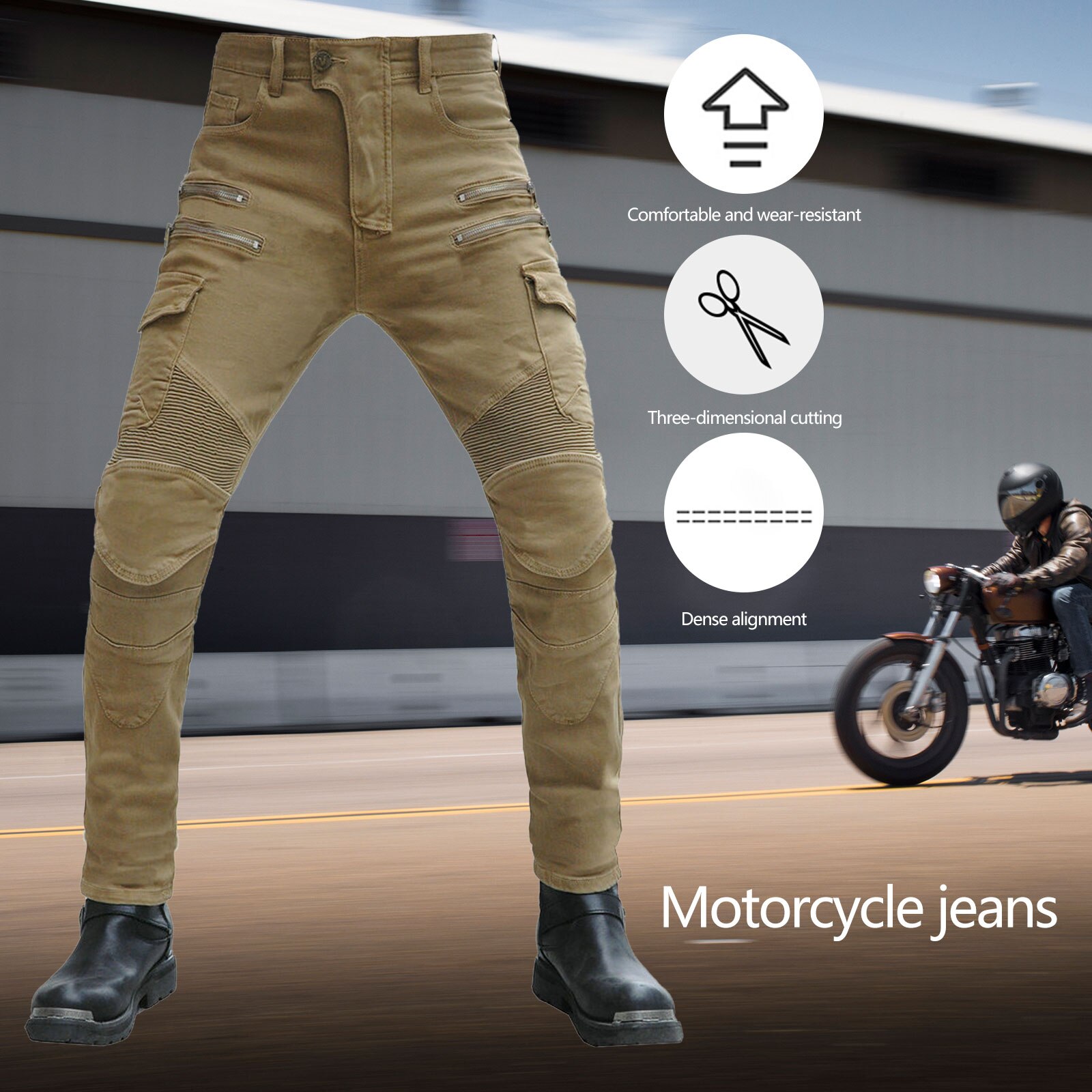 View of Men Women Motorcycle Riding Pants Armor Jeans with... - Grandado