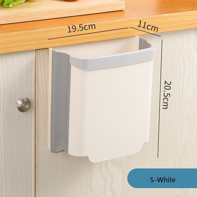 Folding Wall Mounted Waste Bin Kitchen Hanging Trash Bin Waste Storage Bucket Bathroom Garbage Holder Dustbin Kitchen Organizers: B-S