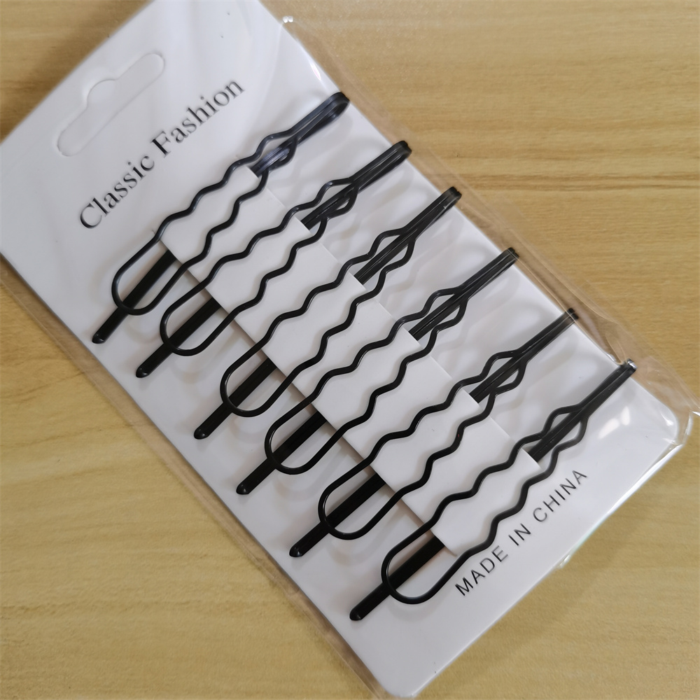 6 stk/sæt sorte hårklemmer bølgede hårnåle metal hårspænder usynlig bb klips bølget hårspænde hårklemme hårklemmer tilbehør: Champagne