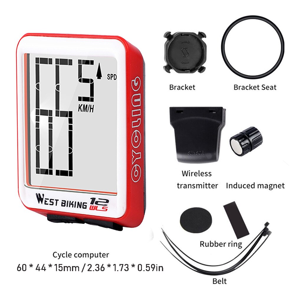 Waterproof Cycling Computer Wireless Wired MTB Bike Bicycle Speedometer Computer Stopwatch LED Digital Rate Cycling Odometer: Red