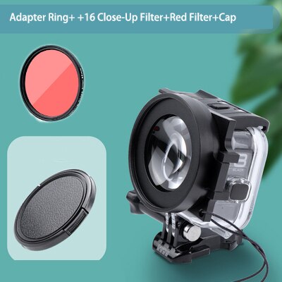 Filtro de buceo 58mm anillo para Gopro 8 Accesorios Negros funda impermeable Original filtros de buceo submarino rojo púrpura + 16 Close Up: Set D