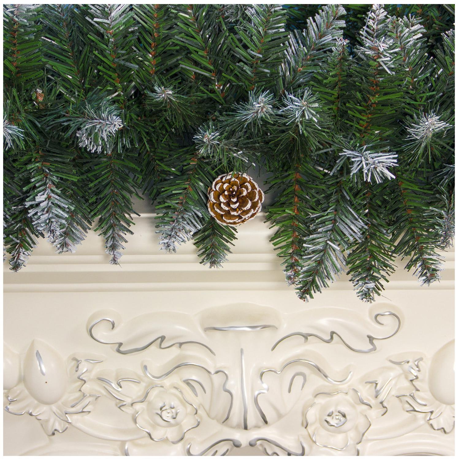 2.7M Kerst Rotan Krans Groene Kunstmatige Xmas Boom Rotan Opknoping Krans Ornamenten Met Pine Cone Decoratieve Diy Banners