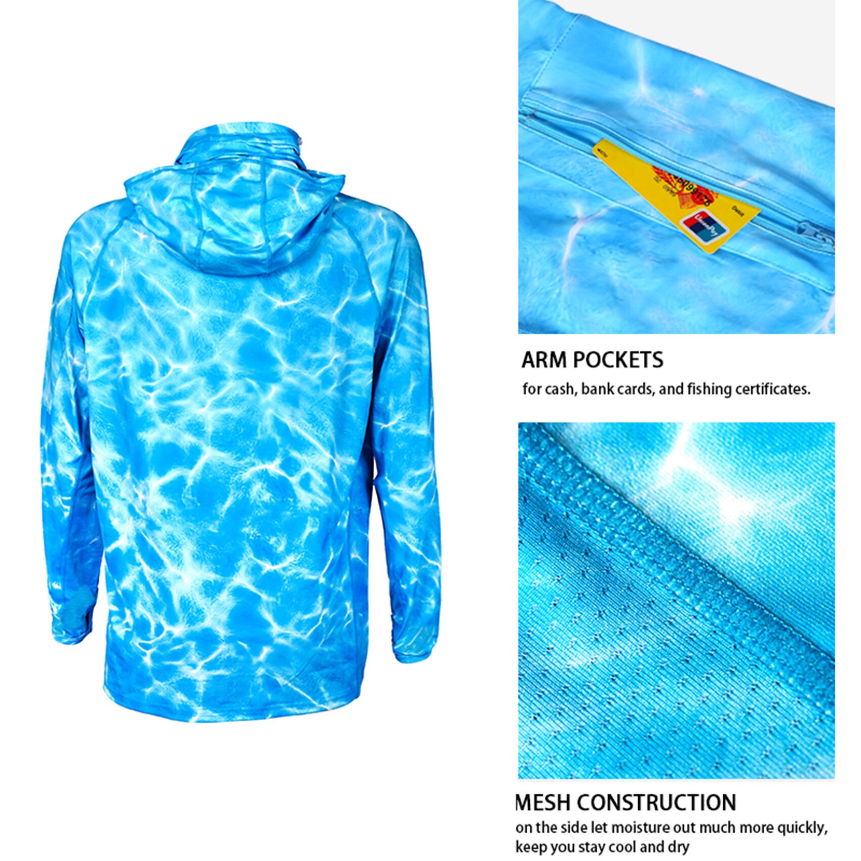 F Riverruns Sun Protection Lightweight Fishing T-shirt, Fishing Hoodie Long sleeves Shirt for Men and Women Fishing, Hiking