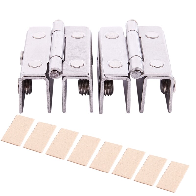 ! 2x Shower Glass Door Adjustable Double Clamp Hinge Silver: Default Title