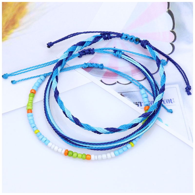 7 Stile Boho Hand-gemacht Bunte Multi-schicht Wasserdicht Wachs Linie Armbinde Frauen Sonnenschein Strand Surfen Schmuck Armbinde