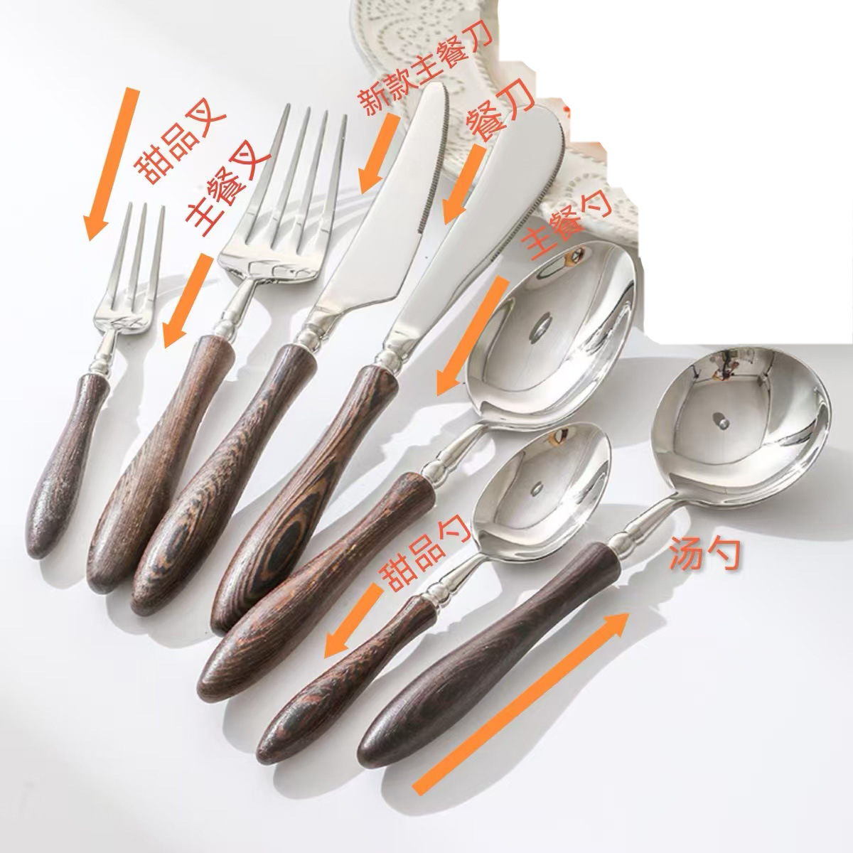 Japans hout roestvrijstalen bestekset walnoot servies vork en lepel dessertvork keuken creatieve kleine taille serie