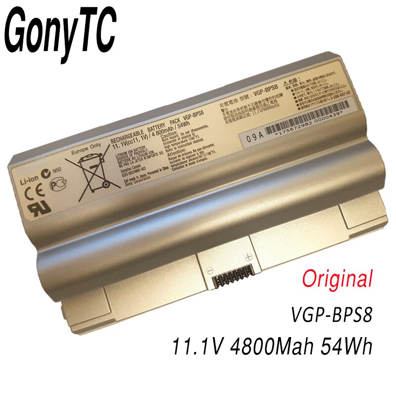 Original VGP-BPS8 6CELLS laptop battery FOR SONY VAIO VGP-BPS8 VGP-BPS8 VGP-BPL8 VGP-BPS8A FZ50B FZ90S