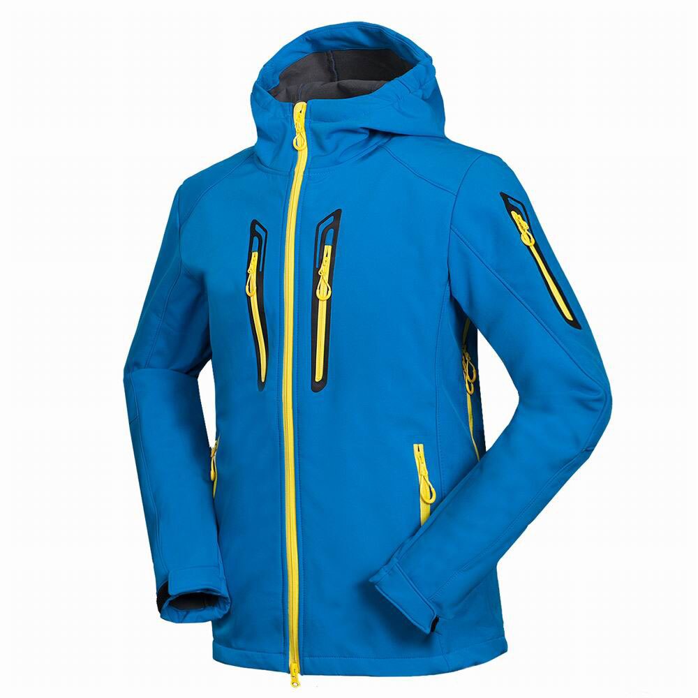 Softshell-jacke Männer Wasserdicht Winddicht Vlies warm Halten Mantel draussen Sport Wandern Camping Jagd Atmungsaktiv Hoodie Kleidung: Blau / XXL