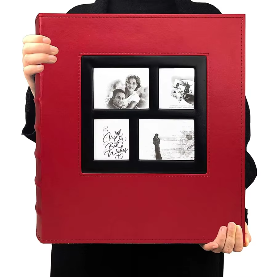 Photo Album 4x6 500 Photos Pages Large Capacity Leather Cover Wedding Photo Albums Holds 500 Horizontal and Vertical Photos: Burgundy