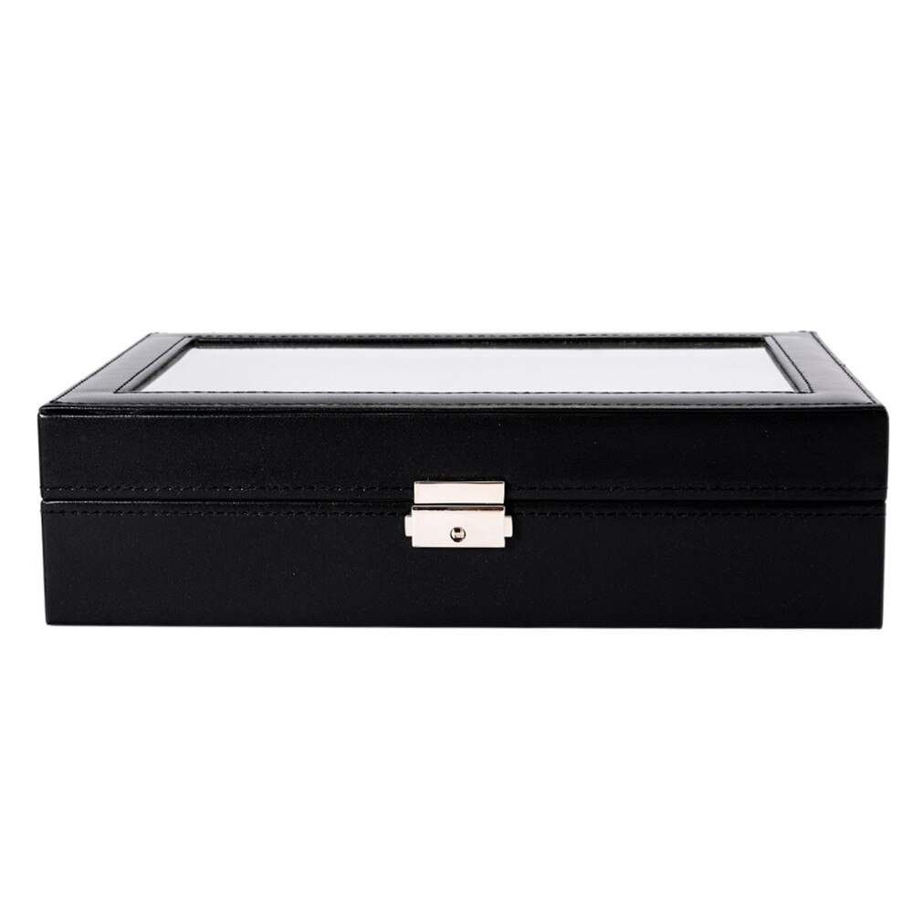 Men Women Black Practical Watch Display PU Leather Box Jewelry Case Storage Organizer Black Watch Storage Case