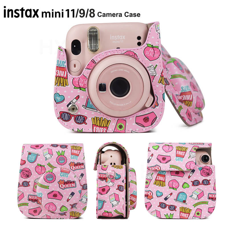Camera Case Compatibel Met Fujifilm Instax Mini 11/9/8 Instant Film Camera, pu Lederen Tas Cover Met Verstelbare Schouderband: AA