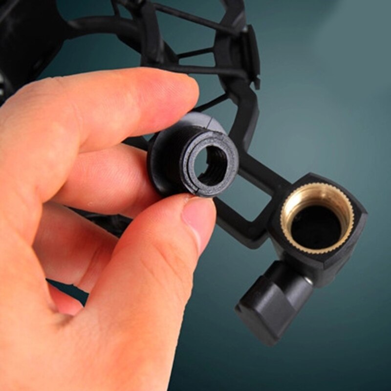 Professional Black Microphone Shock Mount - Universal Shotgun Mic Stand Adapter With O-Rings