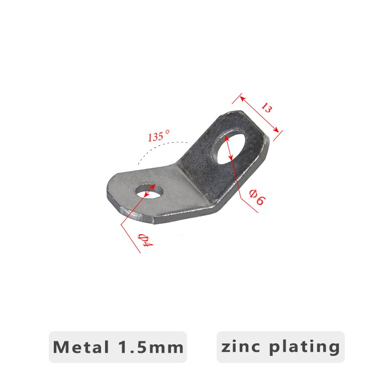 135 degree 1.5mm thick zinc plating iron material metal corner bracket for board connect anti-tip strap connect