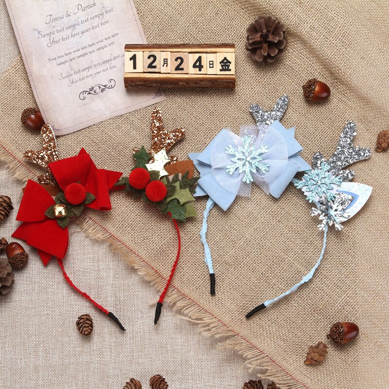 Flocon de neige bois bandeau oreille arc chapeau en épingle à cheveux joyeux noël décorations pour la maison nouvel an fête décor filles cheveux accessoires