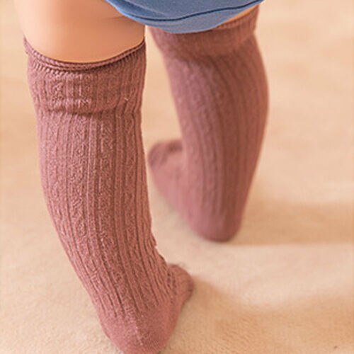 0-3Y Kleinkind Baby Art Strumpf Kleinkinder Mädchen Jungen Knie hoch fest betroffen Socken Bein Wärmer Strümpfe: Purpurrot / M