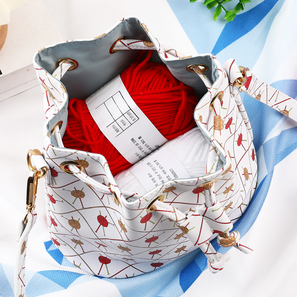 Draagbare trekkoord garen organisator wol garen haaknaalden breinaalden opbergtas naaigereedschap opslag crossbody tas