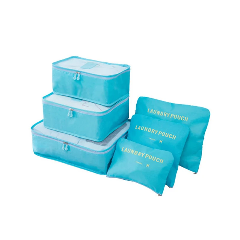 Reisopbergset van zes stuks: bagage-, kleding- en opbergtas, ideaal voor het opbergen van kleding, schoenen en ondergoed tijdens zakenreizen.