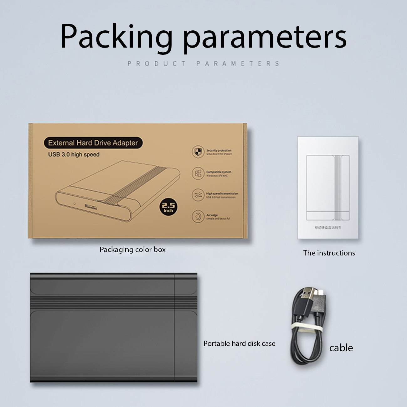 2.5 inch USB 3.0 Mobile Hard Disk Enclosure SATA SSD 1G Second Transmission Hard Disk Enclosure Hard Disk Enclosure