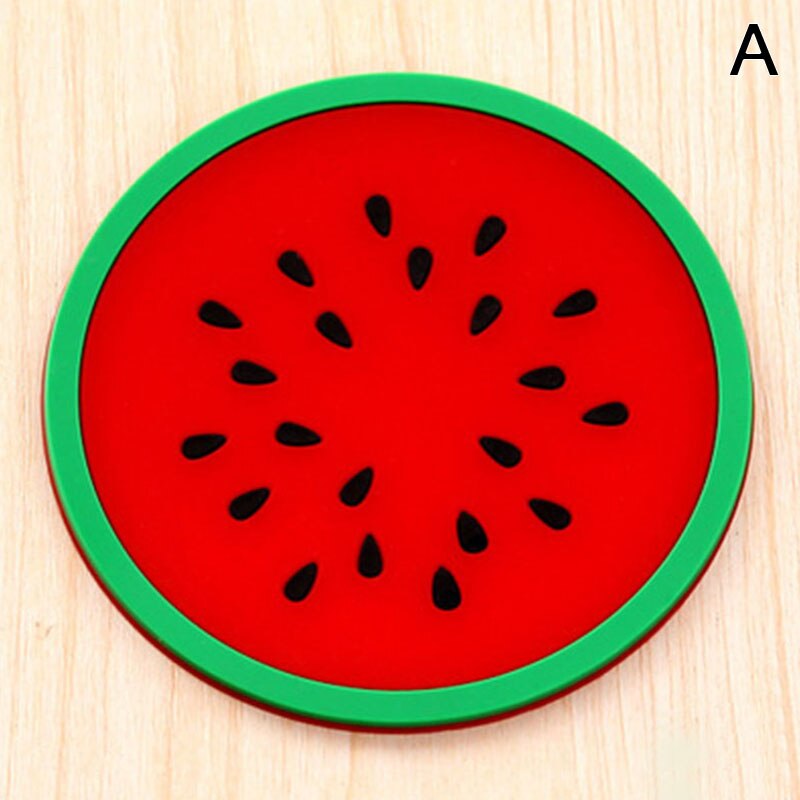 Cute Coaster Fruit Shape Silicone Cup Pad Slip Insulation Pad Mat Cup Drink Holder Placemat Mug Stand Home Kitchen Accessories: A